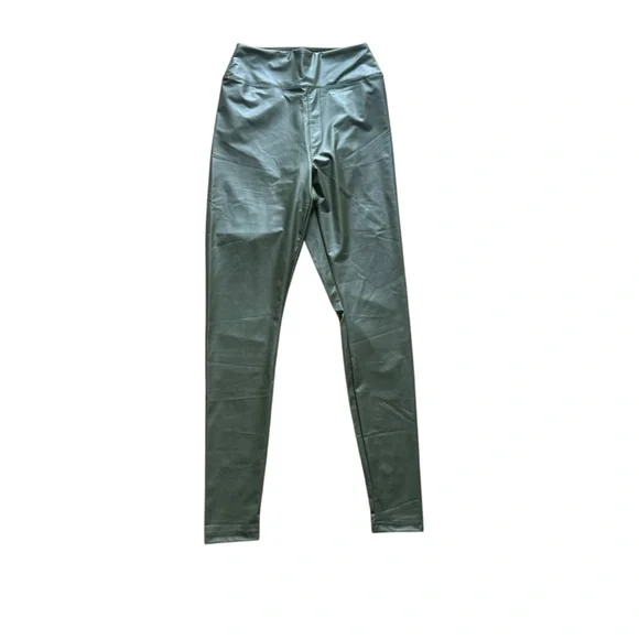OFFLINE By Aerie Real Luxe Faux Leather Legging Olive NWT Small and Medium - Picture 3 of 14